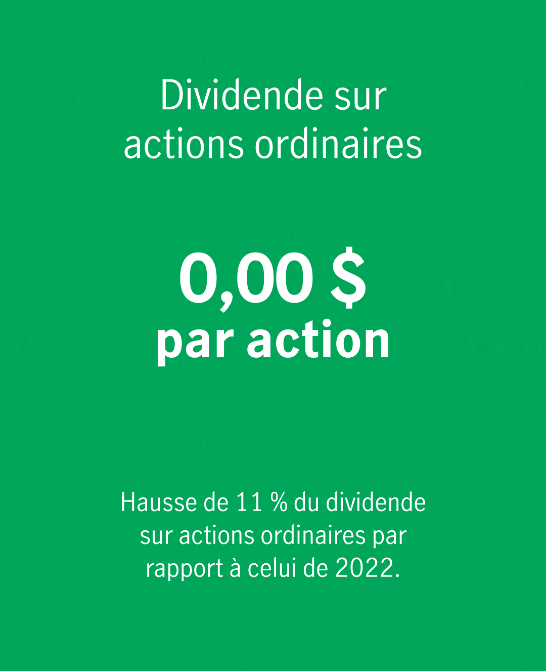 Dividende sur actions ordinaires 1,46 $ par action